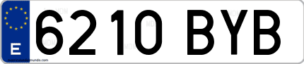 Ejemplo de matrícula de coche ordinaria 6210 BYB