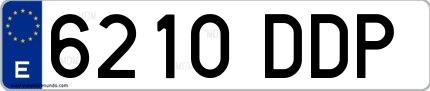 Ejemplo de matrícula española 6210 DDP
