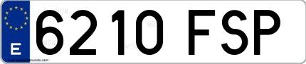 Ejemplo de matrícula española 6210 FSP