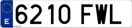 Ejemplo de matrícula española 6210 FWL