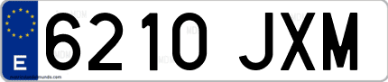 Ejemplo de matrícula de coche ordinaria 6210 JXM