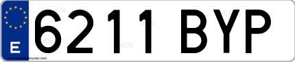 Ejemplo de matrícula de coche ordinaria 6211 BYP