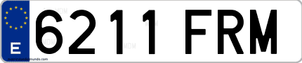 Ejemplo de matrícula de coche ordinaria 6211 FRM