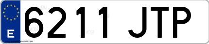 Ejemplo de matrícula española 6211 JTP