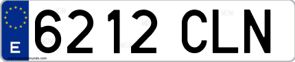 Ejemplo de matrícula de coche ordinaria 6212 CLN