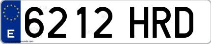 Ejemplo de matrícula española 6212 HRD