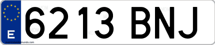 Ejemplo de matrícula de coche ordinaria 6213 BNJ