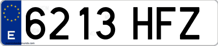 Ejemplo de matrícula de coche ordinaria 6213 HFZ