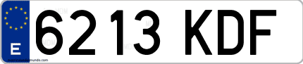 Ejemplo de matrícula de coche ordinaria 6213 KDF