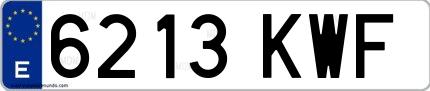 Ejemplo de matrícula española 6213 KWF
