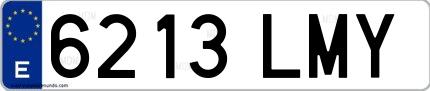 Ejemplo de matrícula española 6213 LMY