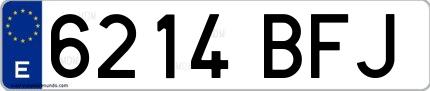 Ejemplo de matrícula de coche ordinaria 6214 BFJ