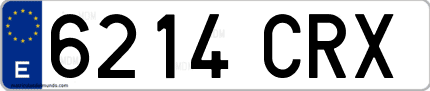 Ejemplo de matrícula de coche ordinaria 6214 CRX