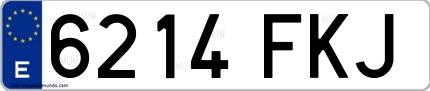 Ejemplo de matrícula española 6214 FKJ