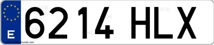Ejemplo de matrícula española 6214 HLX
