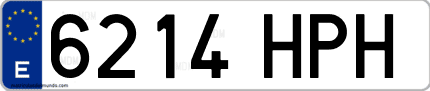 Ejemplo de matrícula de coche ordinaria 6214 HPH