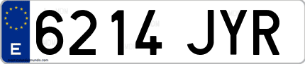 Ejemplo de matrícula de coche ordinaria 6214 JYR