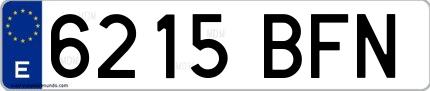 Ejemplo de matrícula española 6215 BFN