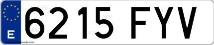Ejemplo de matrícula española 6215 FYV