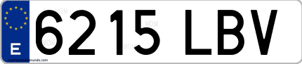 Ejemplo de matrícula de coche ordinaria 6215 LBV