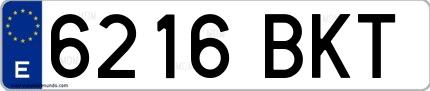 Ejemplo de matrícula de coche ordinaria 6216 BKT
