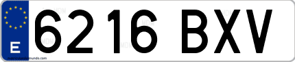 Ejemplo de matrícula de coche ordinaria 6216 BXV