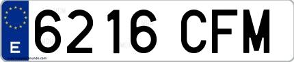 Ejemplo de matrícula española 6216 CFM