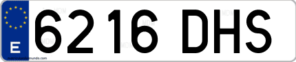 Ejemplo de matrícula de coche ordinaria 6216 DHS