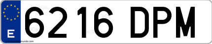 Ejemplo de matrícula de coche ordinaria 6216 DPM