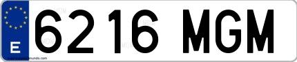 Ejemplo de matrícula española 6216 MGM