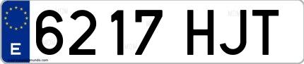 Ejemplo de matrícula española 6217 HJT