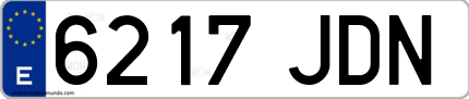Ejemplo de matrícula de coche ordinaria 6217 JDN
