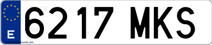 Ejemplo de matrícula de coche ordinaria 6217 MKS