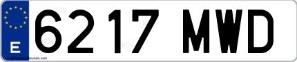 Ejemplo de matrícula española 6217 MWD