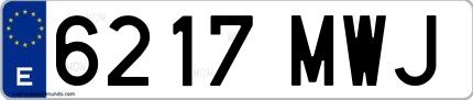 Ejemplo de matrícula española 6217 MWJ