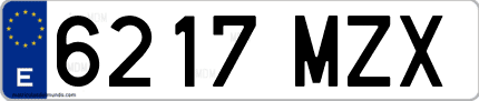 Ejemplo de matrícula de coche ordinaria 6217 MZX