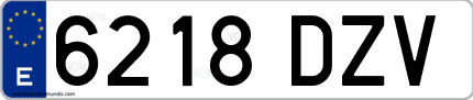 Ejemplo de matrícula de coche ordinaria 6218 DZV