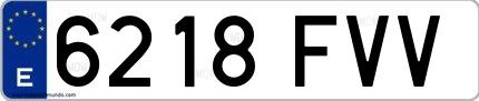 Ejemplo de matrícula española 6218 FVV