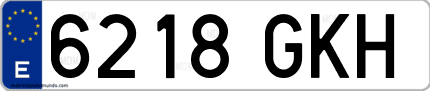 Ejemplo de matrícula de coche ordinaria 6218 GKH