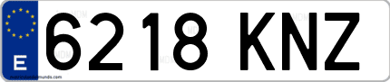 Ejemplo de matrícula de coche ordinaria 6218 KNZ