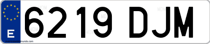 Ejemplo de matrícula de coche ordinaria 6219 DJM