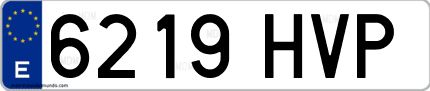 Ejemplo de matrícula de coche ordinaria 6219 HVP
