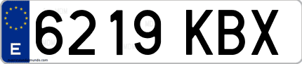 Ejemplo de matrícula de coche ordinaria 6219 KBX