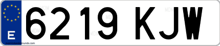 Ejemplo de matrícula de coche ordinaria 6219 KJW