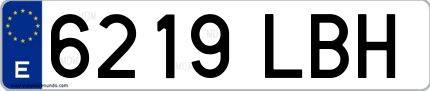 Ejemplo de matrícula española 6219 LBH