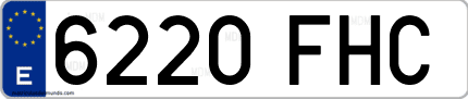 Ejemplo de matrícula de coche ordinaria 6220 FHC