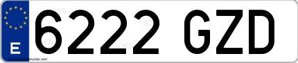 Ejemplo de matrícula española 6222 GZD