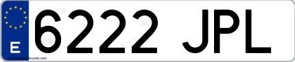 Ejemplo de matrícula española 6222 JPL