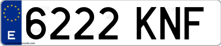 Ejemplo de matrícula de coche ordinaria 6222 KNF