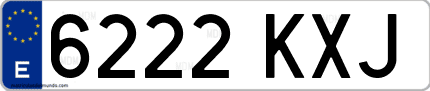 Ejemplo de matrícula de coche ordinaria 6222 KXJ